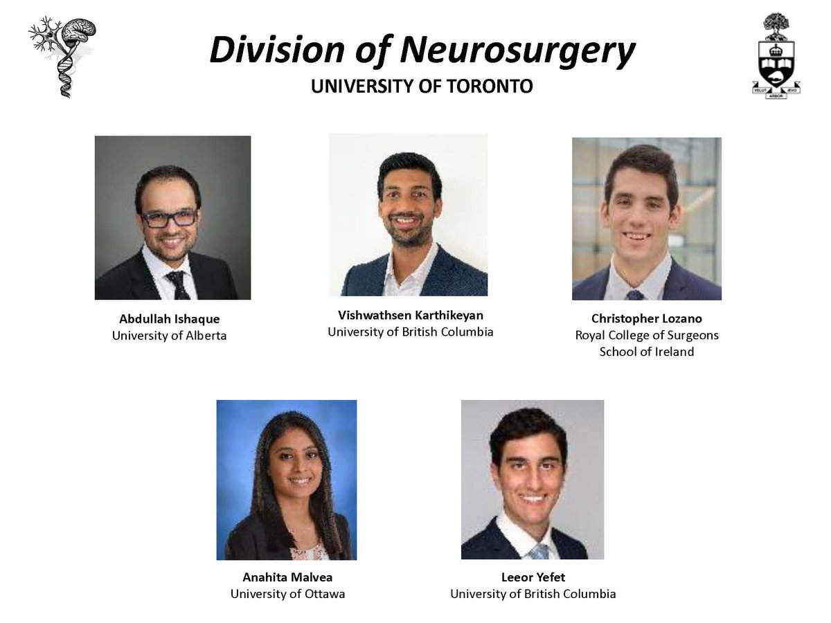 Huge congratulations to Abdullah, Vishu, Chris, Anahita and Leo, Welcome to @UofTNeuroSurge! We wish you, and everyone starting their journey in neurosurgery, the absolute best of luck and success in the years ahead.