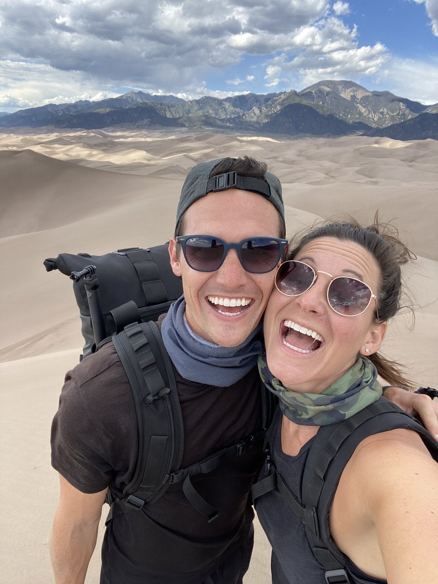 karaandnate's tweet photo. @lonelyplanet A5, part 3 😁 hiking to the tallest dune in #greatsanddunesnationalpark and spending the night under the stars! https://t.co/Ss6CUZRX4E