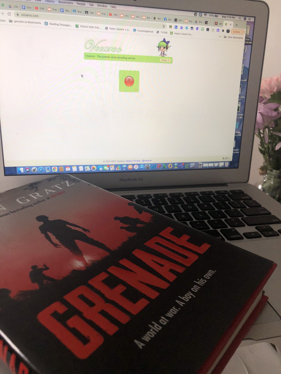 If you aren’t familiar with <a href="/vocaroo/">Vocaroo</a> it’s a great online platform to record reading and easy for students to use. I’m able to hear them read as they record themselves reading and send it my way. Today we start Grenade by <a href="/AlanGratz/">Alan Gratz</a>  #tvdsbliteracy <a href="/CaradocPS/">Caradoc Public School</a>
