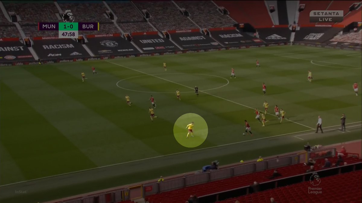 The reason Rashford's take-on created so much space is because whilst his offence was good, the defence was bad.The RB starts off in a decent position but then becomes square and dives in. Rashy skips by him and it becomes our advantage.
