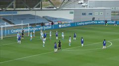 🔵 samkerr1 rises highest! The @ChelseaFCW forward heads a powerful effort past Roebuck in the City net!#MCICHE #BarclaysFAWSL