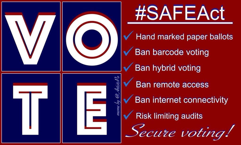 22/ Too many states are not acting to protect their elections. It’s why we still need the  #SAFEAct election-security bill, which would at least protect federal races by, among other things, banning wireless modems and requiring robust manual audits for all federal races.