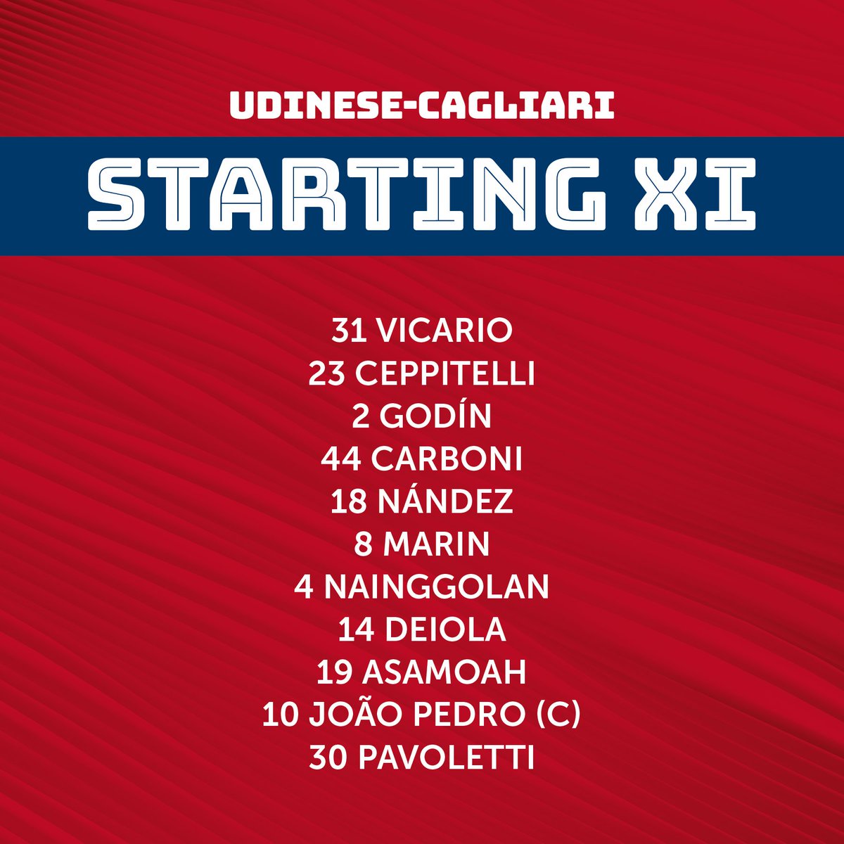 Cagliari Calcio - A disposizione del mister 📋 #CagliariModena  #forzaCasteddu