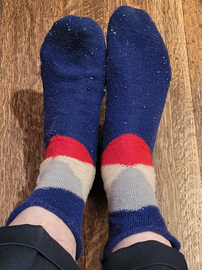 leon_metlay's tweet image. As part of #LabWeek2021 the @Pathology_URMC  is having #CrazySockDay. These are the craziest socks I have. Not much to look at. The crazy thing about them is that I stole them from my father in the mid 60&apos;s. I wore them on the Appalachian Trail during Spring Break 1971.