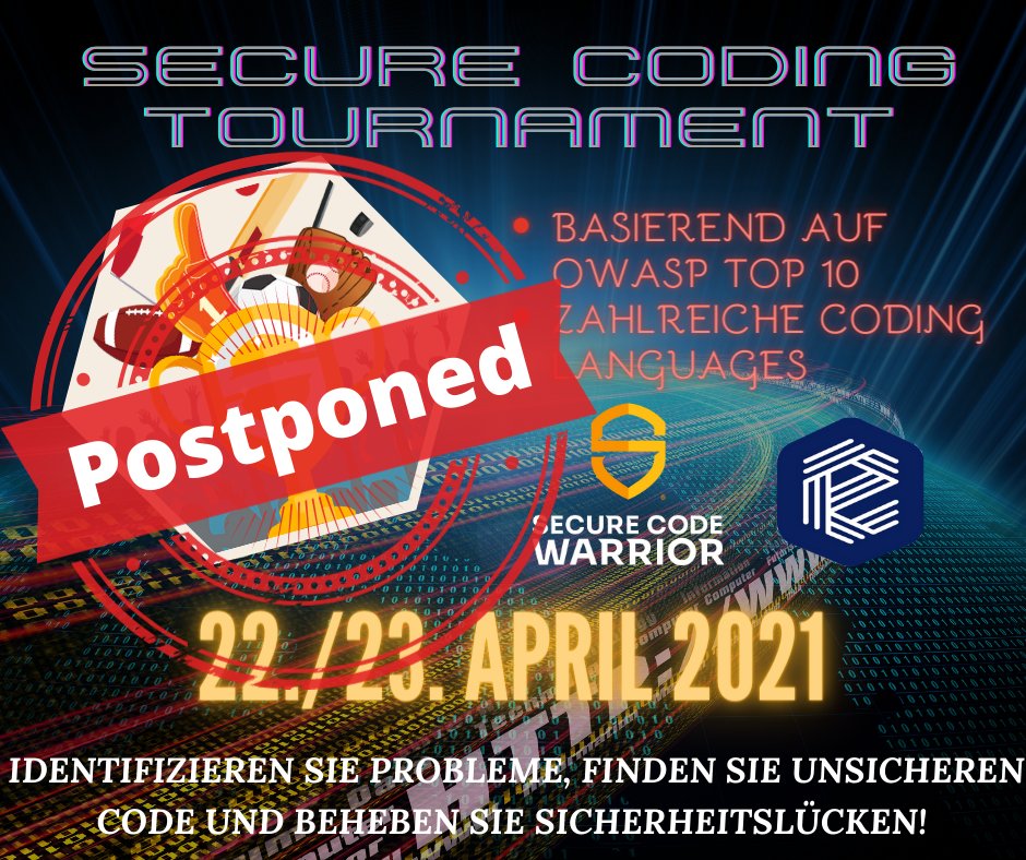 emendasoftware's tweet image. Postponed....
Get your coding hats on and start training for our new Awesome Autumn Secure Coding Tournament - Coming soon!
#SecureCoding #CodingTournament #SoftwareCoding #SoftwareDeveloper #SoftwareSecurity #SecureCodeWarrior #Emenda