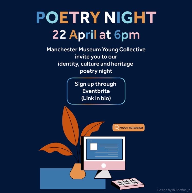POLISEIC's tweet image. Tomorrow Poetry night with @OSCH_Mcr ✍️

Sign up using this link ⤵️to listen to a range of powerful poems centring identity, culture and heritage 🥰 

eventbrite.com/e/spoken-word-…