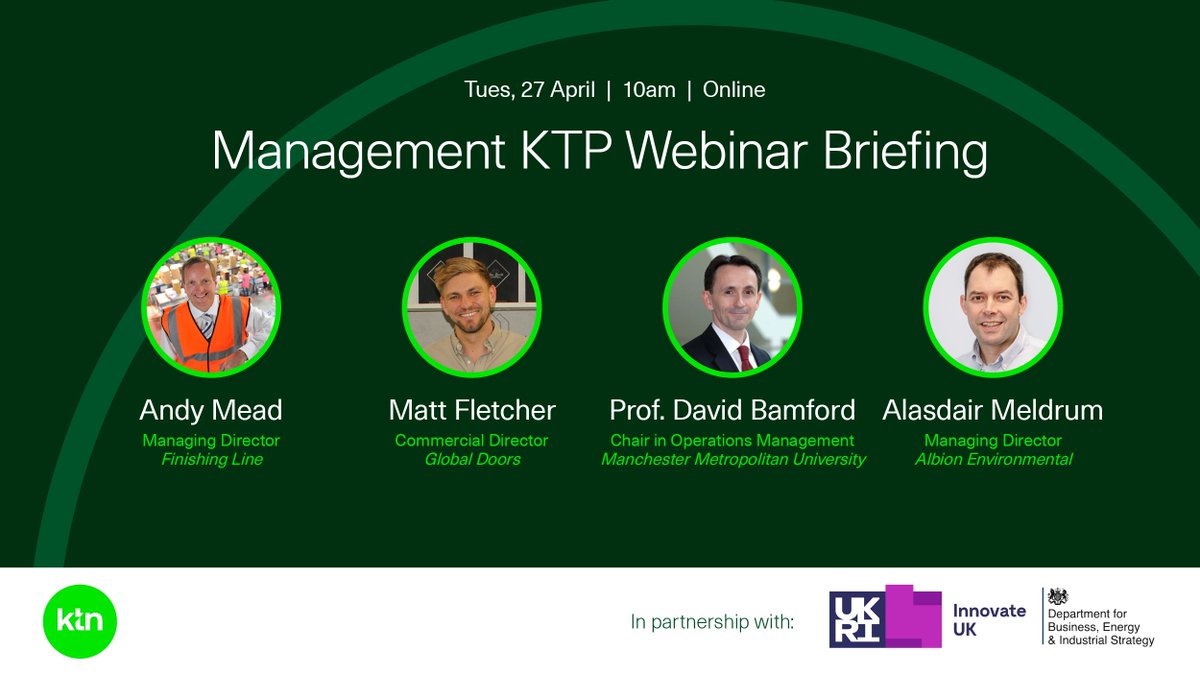 Speaker Announcement | @KTNUK's #Management #KTP webinar will feature speakers from businesses that have participated in the programme and they will be on hand to answer your questions about MKTPs. 

Register here > bit.ly/3dBVkgQ 

<a href="/AlbionEnv/">Albion Environmental</a> <a href="/ManMetUni/">Manchester Metropolitan Uni</a> @Global_DoorsLtd