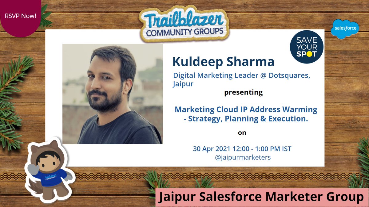 jaipurmarketers's tweet photo. Are you well versed with the best practices for IP Warming Strategy, Planning & Execution?
Learn all about @marketingcloud IP Address warming by @kdsharmas on Friday, 30th April at 12:00 PM IST.
RSVP here https://t.co/aDIwW3ThUr
#jaipurmarketers #IPWarming #marketingcloud https://t.co/kJjh6UAKkG