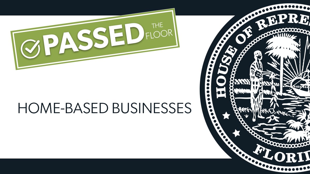 FLGOPMajority's tweet photo. The Florida House has PASSED #HB403! This legislation empowers home-based businesses to grow and thrive in their communities and throughout the state without the burden of heavy local regulation.#YourHouse @MikeGiallombar3 https://t.co/cwiB4bzpx0