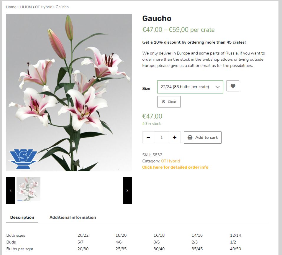 Today's highlight of our webshop: Gaucho. Have a look at the latest availability and varieties we can offer you. If you have any questions, please let us know. #floweroftheday #flowerbulbs #shoppingtime #flowers #gaucho #agriculture #gardenlife #buyonline
vws-flowerbulbshop.com/product/gaucho/