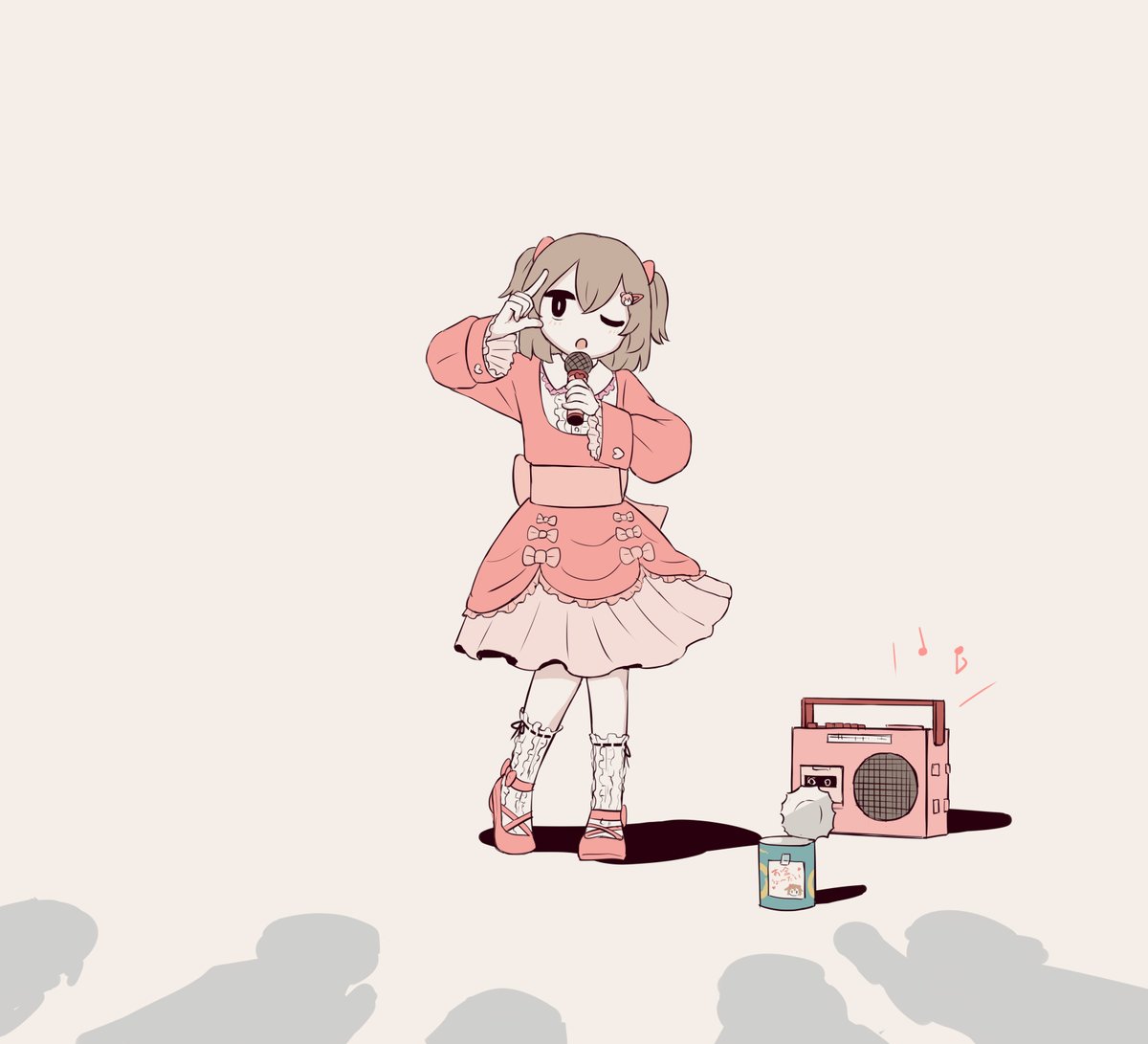 microphone dress frills bow holding microphone 1girl frilled dress  illustration images