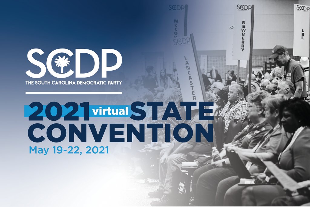 scdp's tweet image. The 2021 SCDP State Party Convention will be held virtually from May 19-22, 2021. If you are interested in serving @scdp as a party officer or caucus chair, learn more by visiting our 2021 SCDP Virtual State Convention page here: l8r.it/oJki