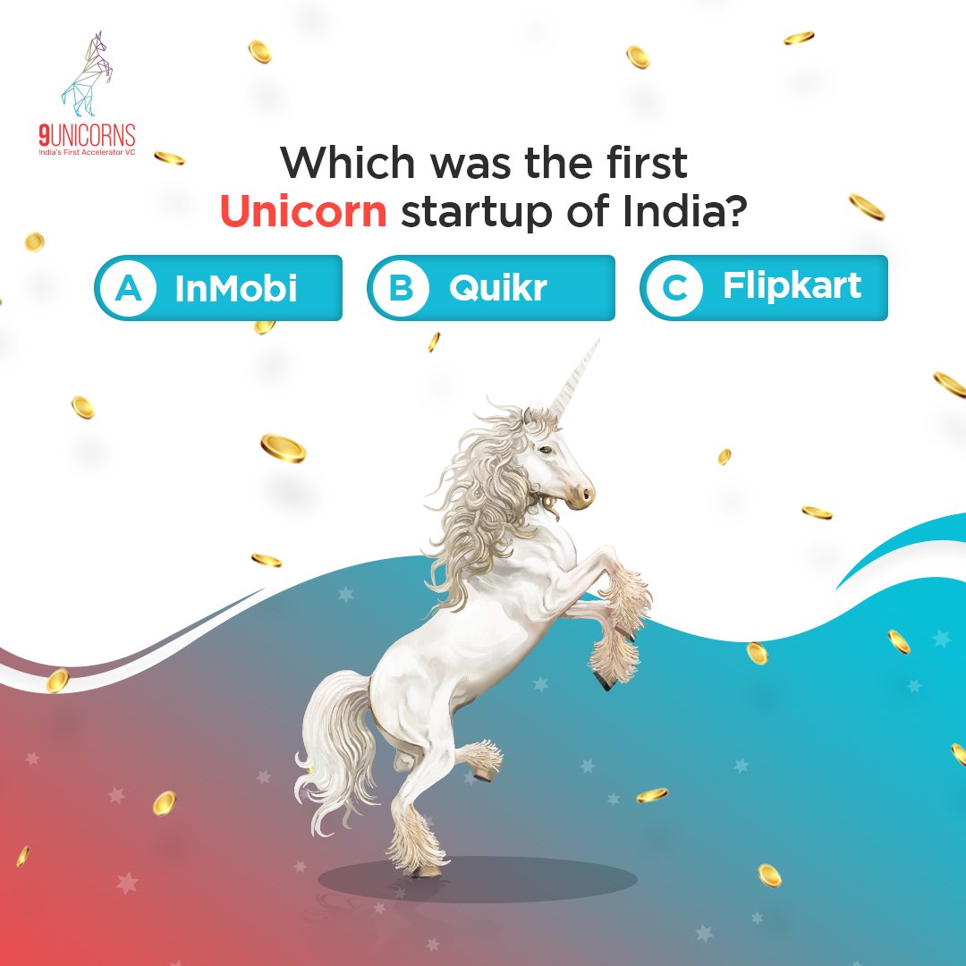 100UnicornsVC's tweet photo. Investment enthusiasts, this one's for you!
Comment the name of the first Unicorn startup of India.
#9Unicorns #Startups #Funding #Entrepreneurship #Trivia #Unicorn #FirstUnicorn #IndianUnicorn https://t.co/Olrnd7sJO2