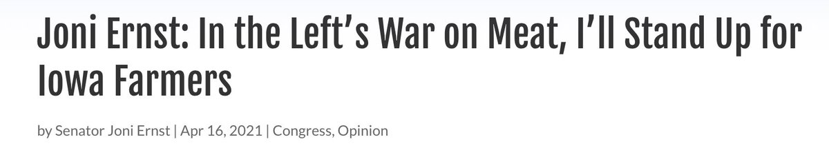 Just as Sarah Palin once waged culture war against healthy eating  https://www.theatlantic.com/culture/archive/2010/11/in-war-against-the-obamas-palin-drops-cookie-bomb/343471/ and as Senator Joni Ernst has done the same more recently.  https://www.iowafieldreport.com/congress/joni-ernst-in-the-lefts-war-on-meat-ill-stand-up-for-iowa-farmers/ 8/x