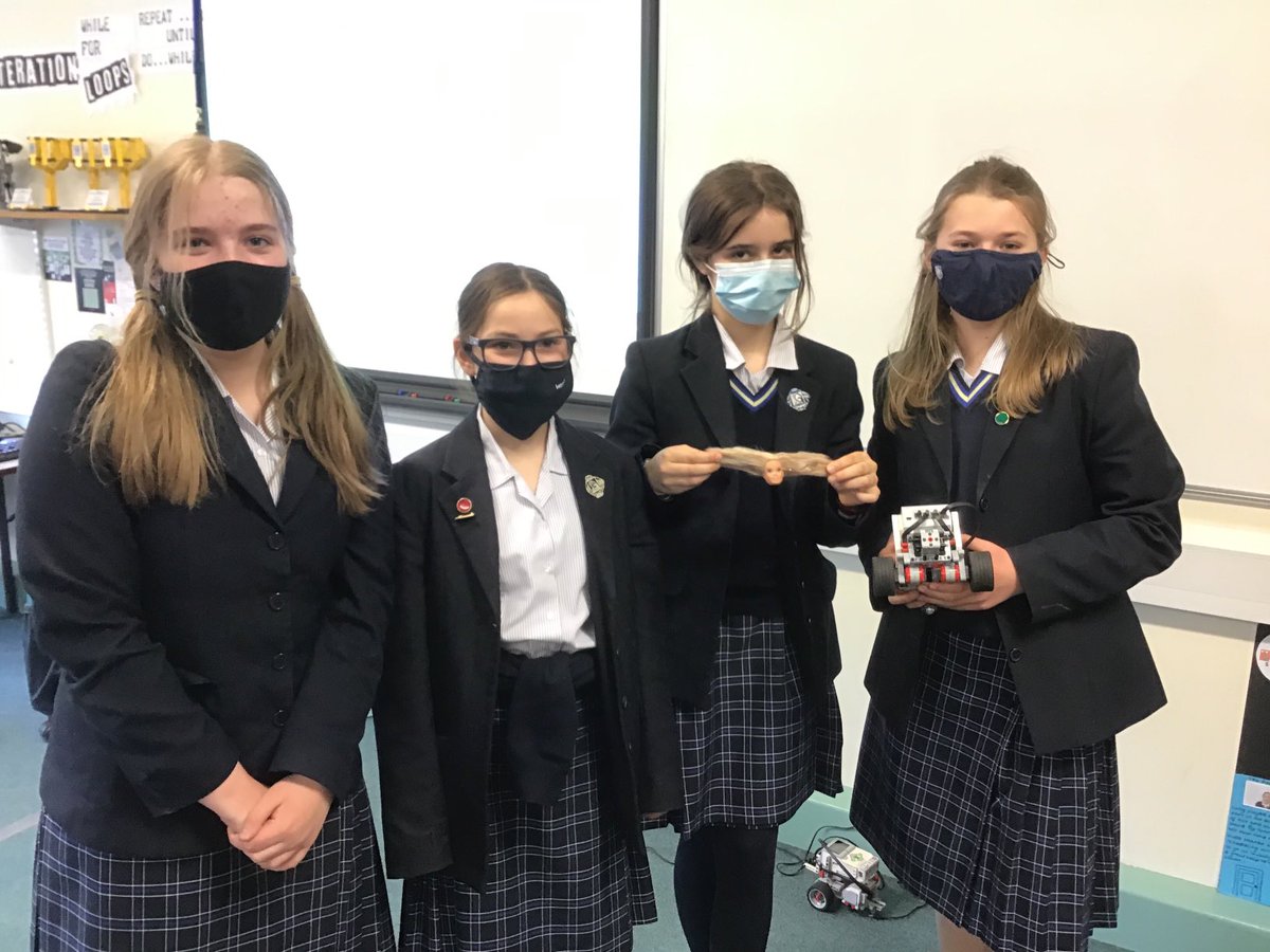 DunottarCompSci's tweet image. Winning team on the #legorobotics mission today. Moving, reversing, turning accurately, well done girls!  #robotics #teamwork