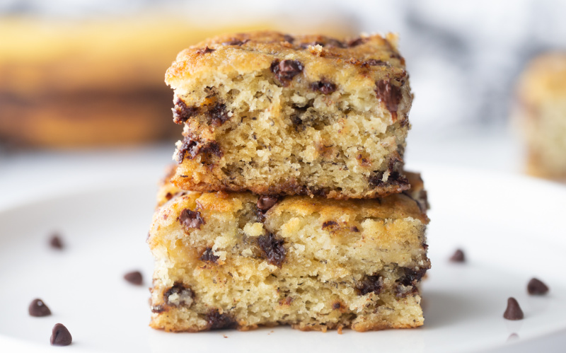 Chocolate Chip Banana Snack Cake for National Banana Day! Recipe here: recipesforholidays.com/chocolate-chip…