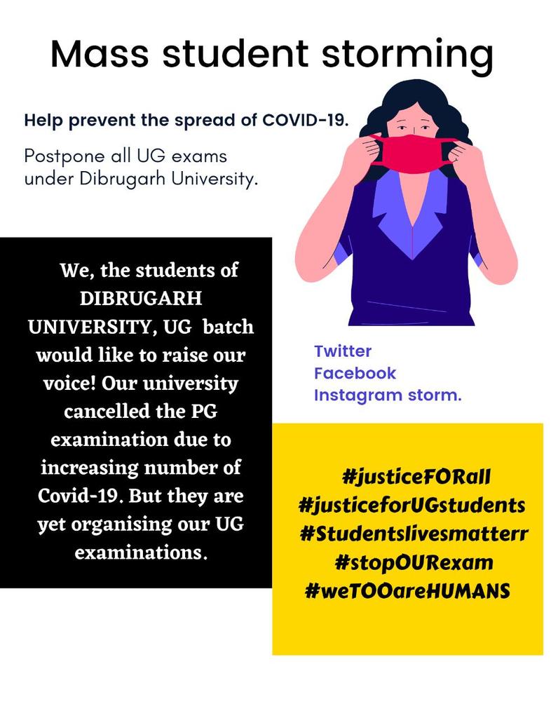 2Bhowmick's tweet photo. We want online exams.
#no_offline_semester_exam 
#JusticeForAll
#justiceforUGstudents
#StudentsLivesMatter 
#stopOURexam
#weTOOareHUMAN
@himantabiswa 
@sarbanandsonwal 
@EduMinOfIndia https://t.co/1Dn0hth5MM https://t.co/d3tEH3xDYW