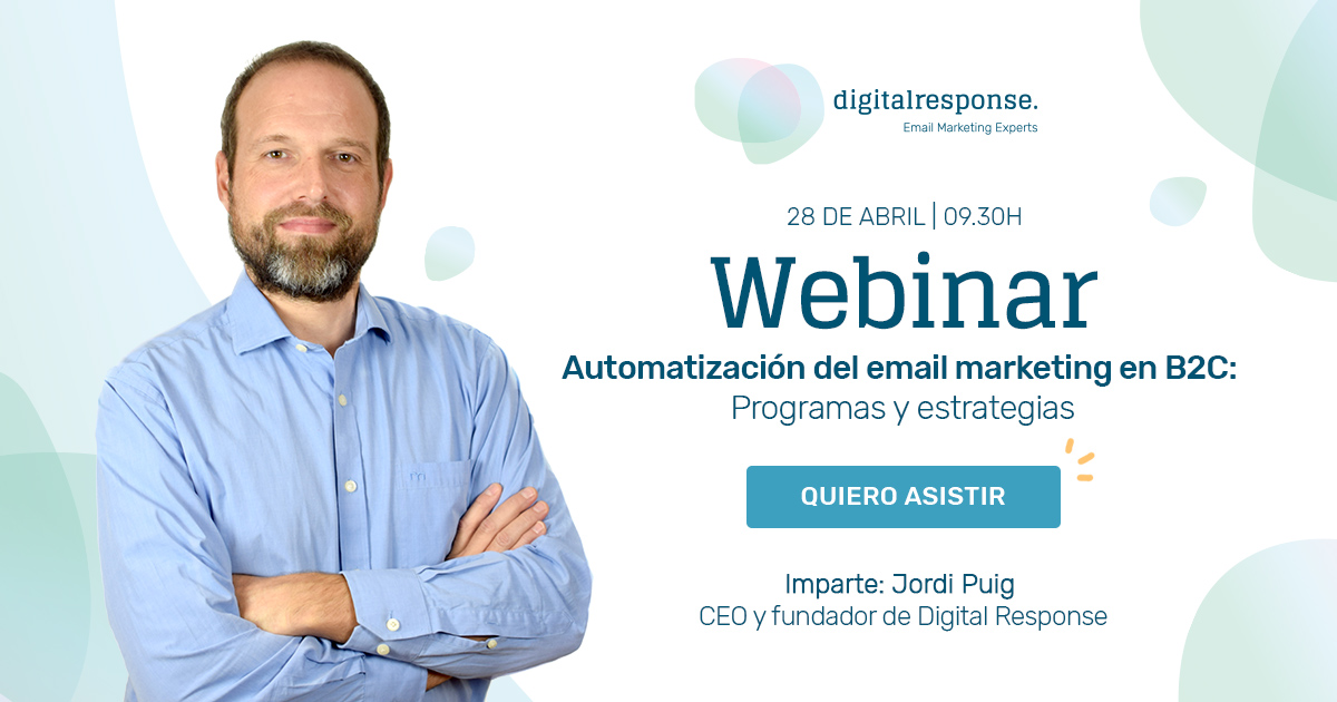 DResponse's tweet photo. ¡Inscríbete a nuestro #webinar: "Automatización del #EmailMarketing en B2C: programas y estrategias" impartido por Jordi Puig Uriz, CEO y fundador de Digital Response!

👉https://t.co/EB99xPsEeP👈 https://t.co/38EYadG8ip