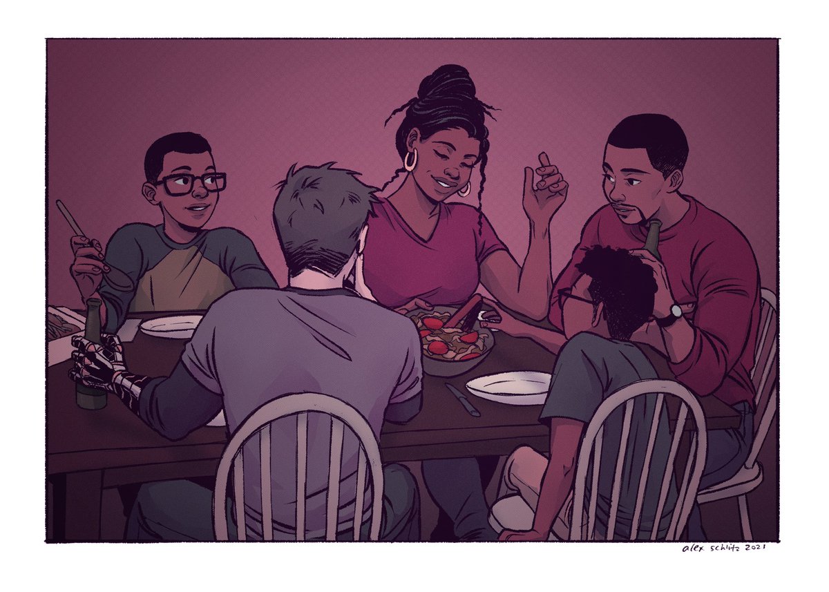 i made a stupid little comic about bucky having dinner with the wilsons because [vin diesel voice] Family #FalconAndWinterSoldier 