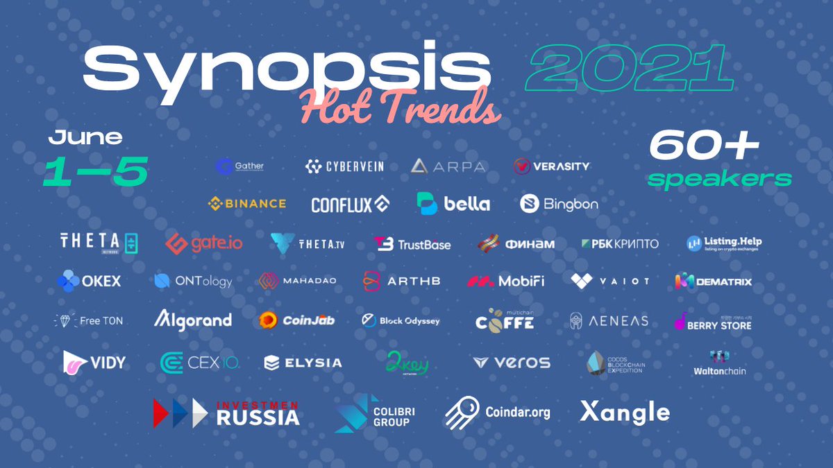 Synopsis Summit (@synopsisevents) on Twitter photo ⚡️The first participants who confirmed their participation: <a href="/arpaofficial/">ARPA Network</a>, <a href="/BellaProtocol/">Bella Protocol</a>, @gate_io, <a href="/verasitytech/">Verasity (2025 ⏩)</a>, <a href="/Gather_Network/">Gather.Blockchain (New Hydro)</a>, <a href="/THETAtv/">THETA.tv</a>, @mobi_fi, <a href="/TrustBase_Net/">TrustBase</a>, <a href="/VAIOT_LTD/">VAIOT</a>, <a href="/Conflux_Network/">Conflux Network Official</a>, <a href="/coinjab/">CoinJab</a>, <a href="/binance/">Binance</a>, <a href="/coindar_/">Coindar</a>, <a href="/Xangle_official/">Xangle_Official</a> ⚡️The first participants who confirmed their participation: <a href="/arpaofficial/">ARPA Network</a>, <a href="/BellaProtocol/">Bella Protocol</a>, @gate_io, <a href="/verasitytech/">Verasity (2025 ⏩)</a>, <a href="/Gather_Network/">Gather.Blockchain (New Hydro)</a>, <a href="/THETAtv/">THETA.tv</a>, @mobi_fi, <a href="/TrustBase_Net/">TrustBase</a>, <a href="/VAIOT_LTD/">VAIOT</a>, <a href="/Conflux_Network/">Conflux Network Official</a>, <a href="/coinjab/">CoinJab</a>, <a href="/binance/">Binance</a>, <a href="/coindar_/">Coindar</a>, <a href="/Xangle_official/">Xangle_Official</a>