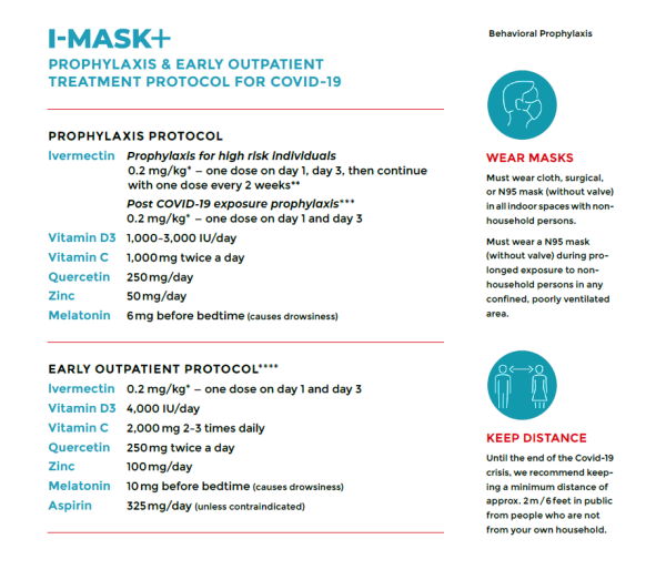 The I-MASK+ Protocol complements the MATH+ Hospital Treatment Protocol for Covid-19 from March 2020, which is intended for hospitalized patients.