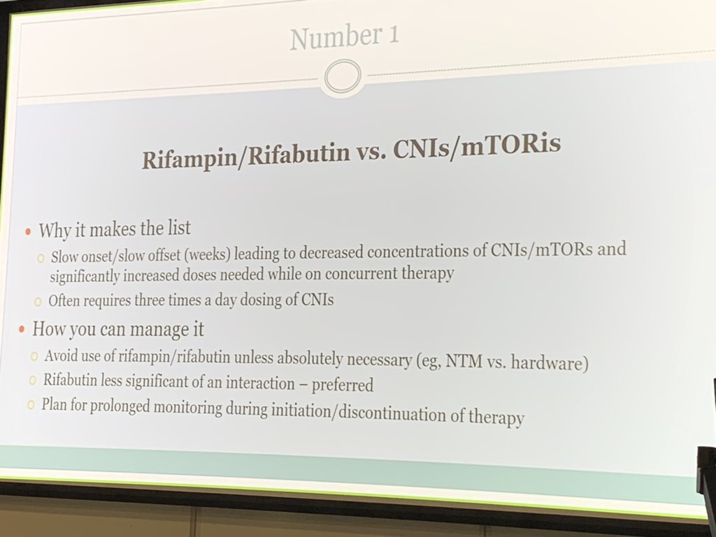  @cdoligalski And the number 1 drug-drug interaction in transplant ID is....Rifamycins and CNI/mTORi