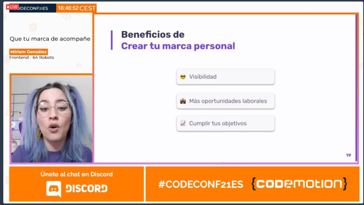 cesalberca's tweet image. ¡Gran charla de @miriamgonp sobre la marca personal! #CODECONF21ES 🔥