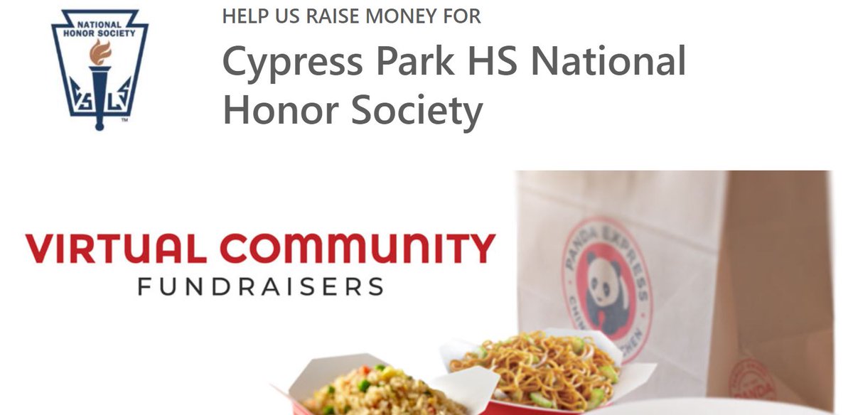 DellaRam's tweet photo. Wed 4/21! CyPark NHS is requesting your help with a virtual nationwide fundraiser. 

You may order online or the Panda Express App. 

In person orders or orders using other food delivery apps WILL NOT count towards our fundraiser. 
https://t.co/ktODkCfmwJ https://t.co/7qYRxSlAgY