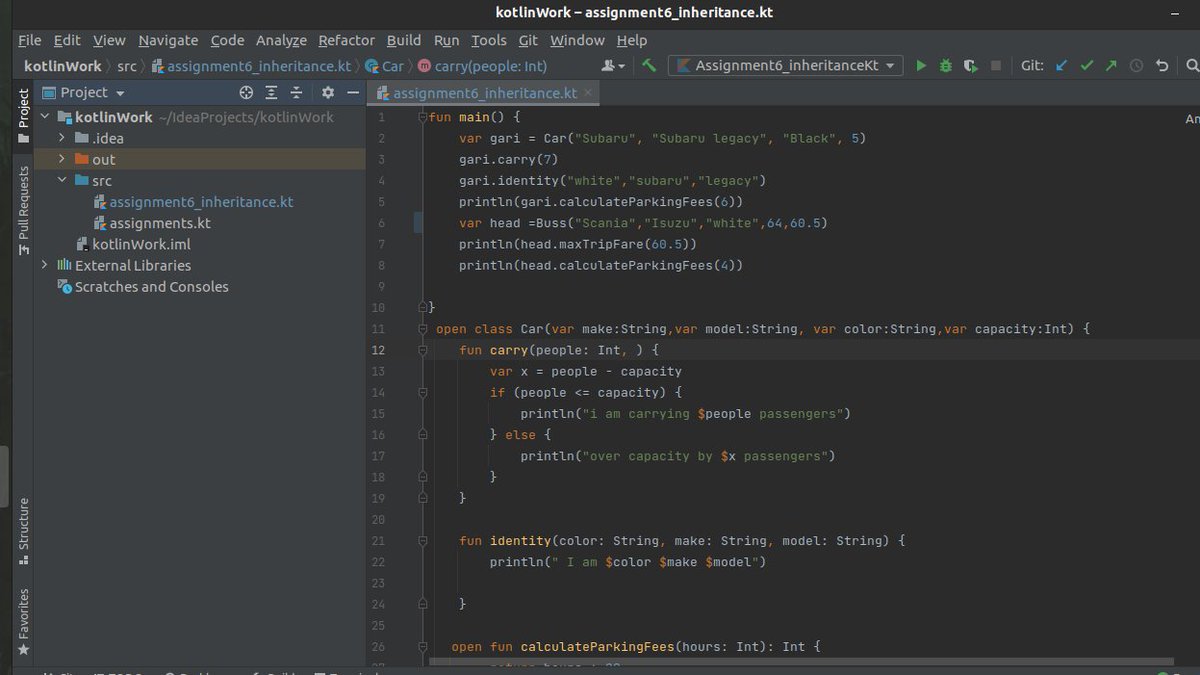 GillyOluoch's tweet image. Been a minute,day 7 of 100 days of code learnt about inheritance and overriding in Kotlin enjoyed coding this.
#100daysofcodechallenge 
#womenincode
#codeHive2021