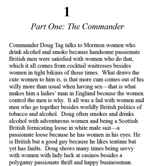 "A Loose Romantic British Commander" by "Bill Guile" was published THIS YEAR so these things are still being writtenI'll leave you with this except and an apology because it contains maybe the worst line out of any of them