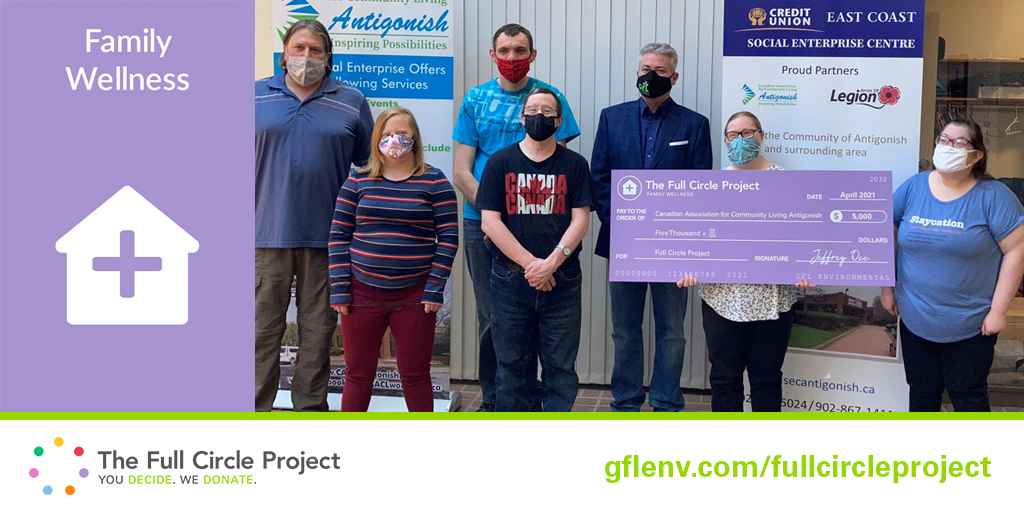GFLenv's tweet photo. CACL has been established in Antigonish, NS for over forty years, helping adults with intellectual disabilities to prosper through residential, vocational and wellness programs. GFL is delighted to support CACL with a $5,000 donation. https://t.co/XCNIyqPDeC #FullCircleProject https://t.co/NNyct2X9i0
