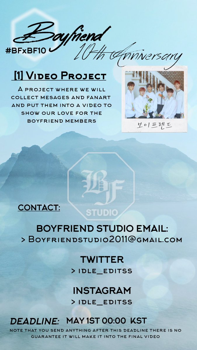 IDLE_EDITSS's tweet photo. Bepeus don’t forget to join this project please! There’s about a week and half left. 

#boyfriend_6 #boyfriend #BFxBF10 #보이프런드 #anniversaryproject https://t.co/oZvWIsKbYt