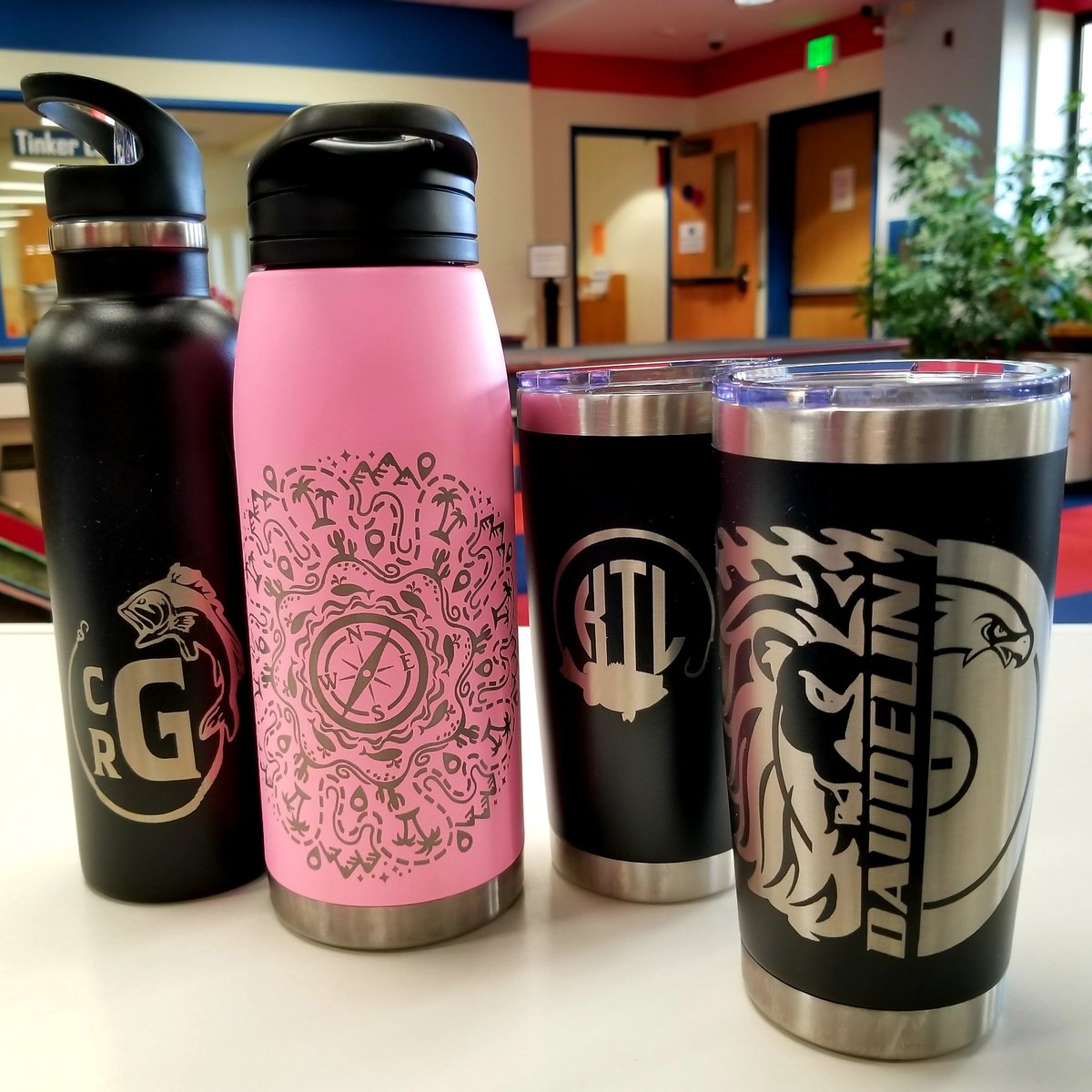 CCLDMakerspace's tweet image. Some laser engraved stainless steel cup and bottle designs by @CPPSchools art students engraved by @saxton_meg using our @EpilogLaser Zing 24.

#laserengraved #laserengravedwaterbottle #ccldmakerspace #cpphsartdepartment