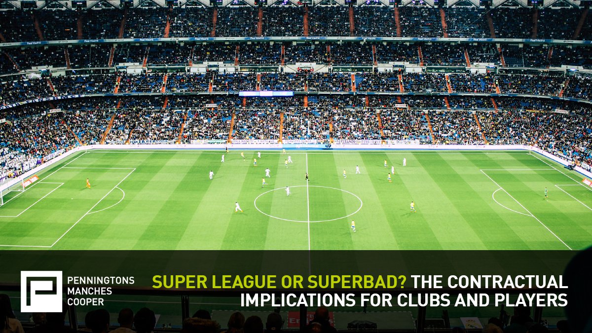 Penningtonslaw's tweet photo. The European Super League has caught the attention of the world’s media, policy makers and football supporters. But how would the #ESL have affected current Premier League players if it had proceeded? Our #sportslaw team provides an analysis: https://t.co/M2niLZanLf https://t.co/8AjipeRZIm