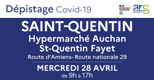 😷📅 Une campagne de dépistage anti #COVID19 gratuite et sans rendez-vous est organisée par l’ARS le mercredi 28 avril de 9h à 17h dans la commune de Fayet 📍
Pour vous faire dépister, vous devez vous munir de votre carte vitale et d’une pièce d’identité ✅
<a href="/ARS_HDF/">ARS Hauts-de-France</a>