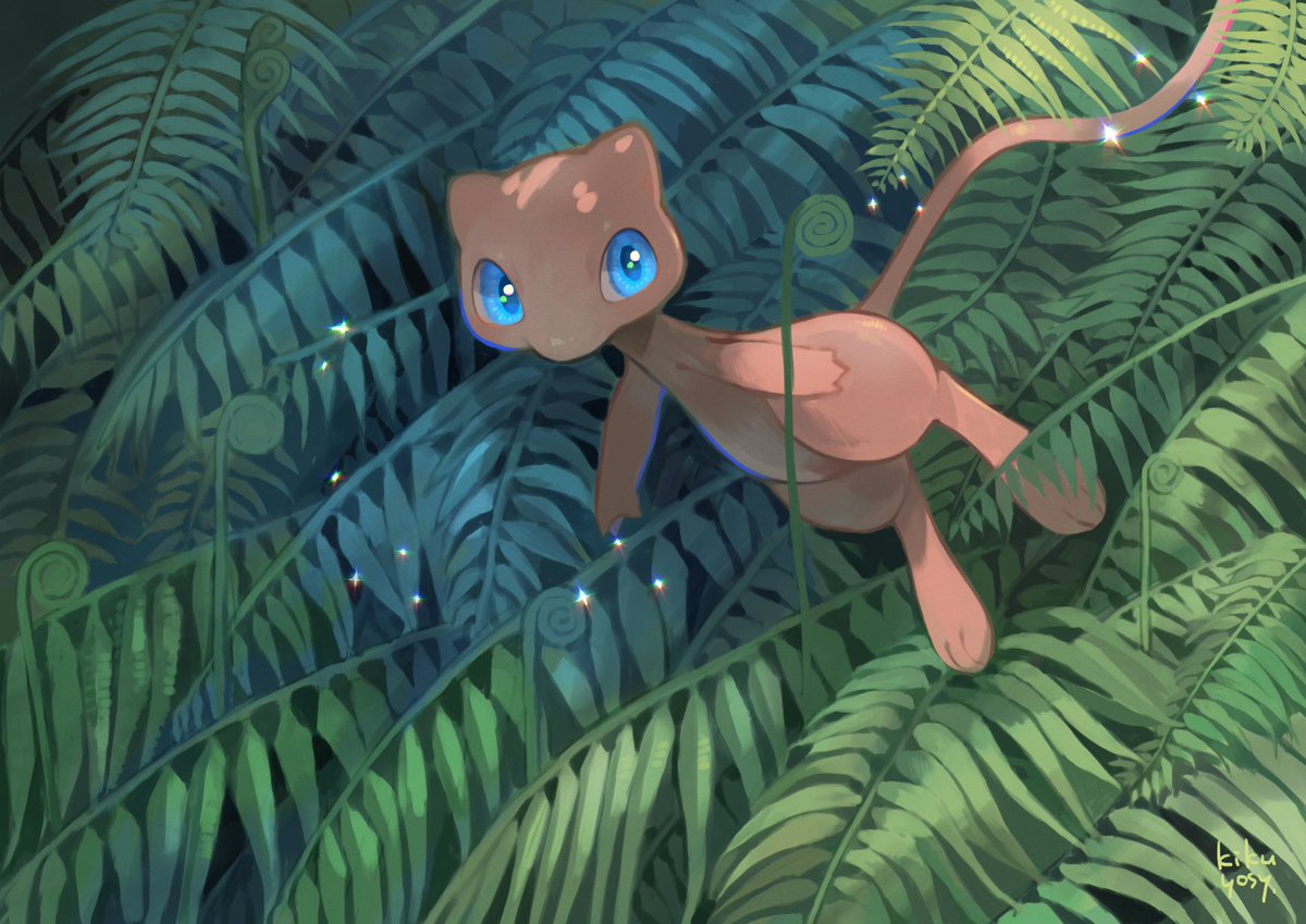 pokemon (creature) no humans blue eyes solo leaf plant sparkle  illustration images