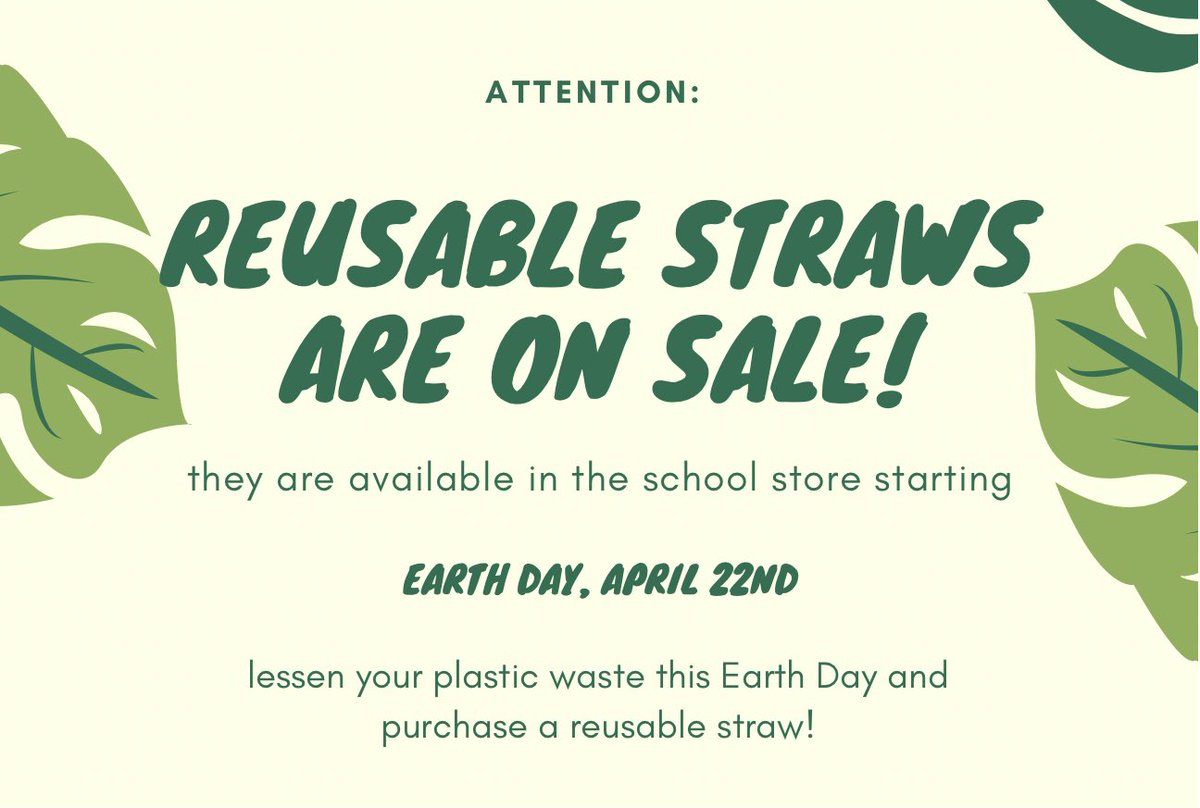 RomeoGreenTeam's tweet photo. Reusable straws will be on sale for $5 starting tomorrow in the school store! https://t.co/S629YYyJtW