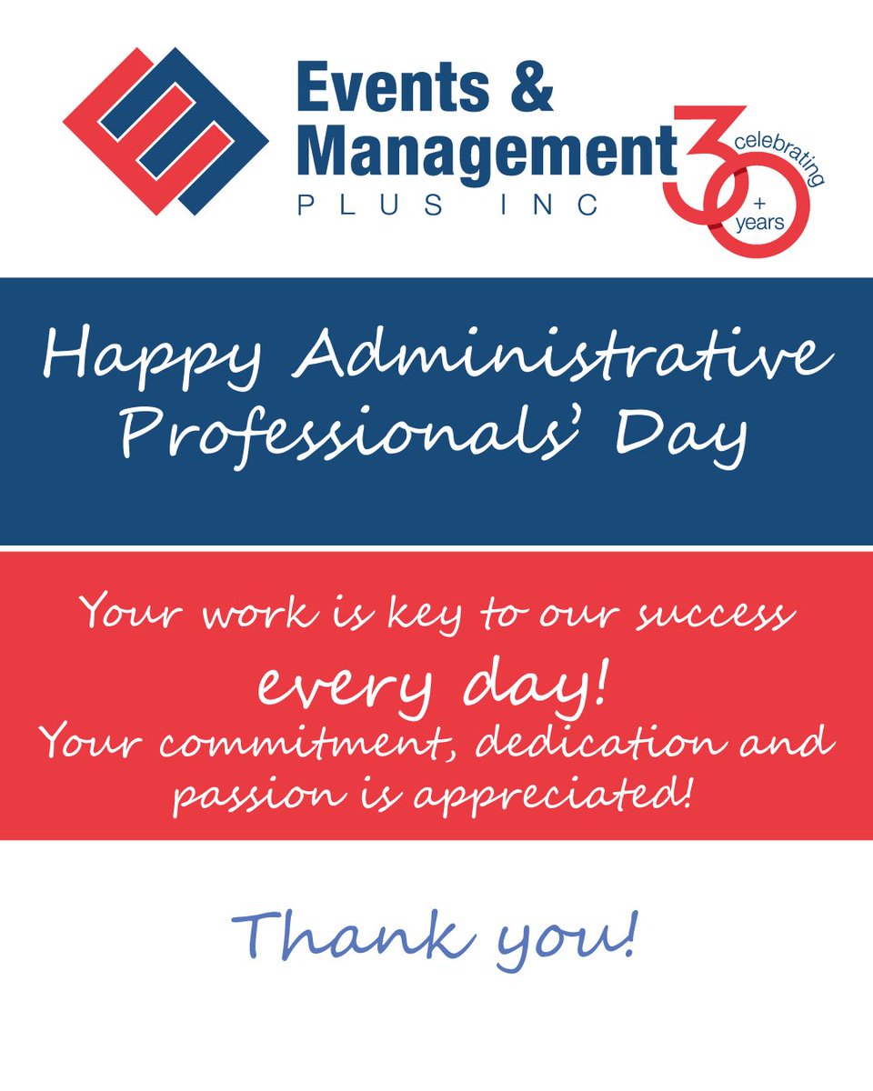 Shout out to our wonderful team! Thank you for always putting the plus in #eventsmgtplus Happy #AdministrativeProfessionalsDay #AdminProfessionalsDay #administrativeprofessionals
