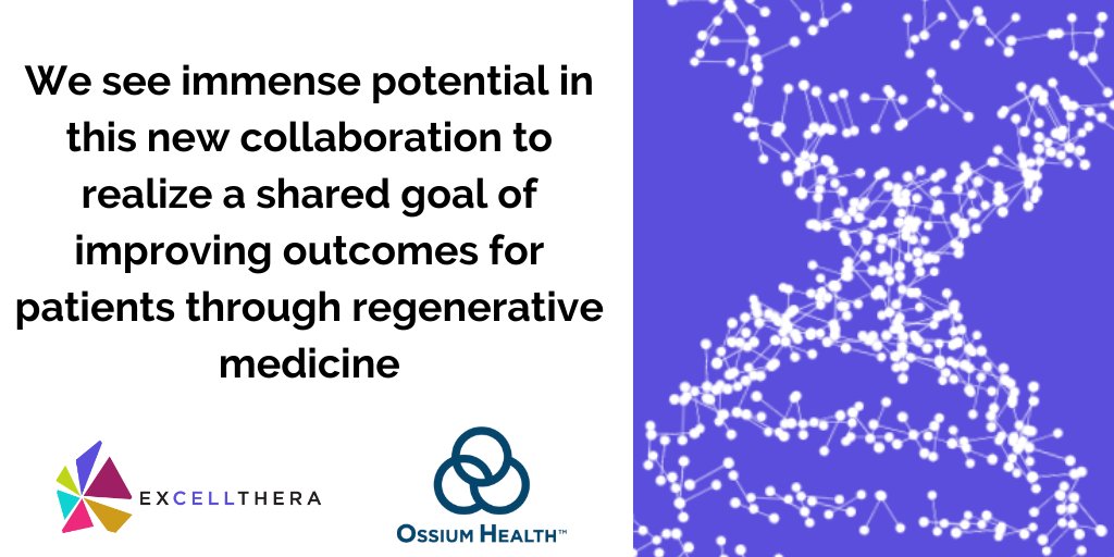 ExCellThera (@excellthera) on Twitter photo Pleased to announce a collaboration with <a href="/OssiumHealth/">Ossium Health</a> to advance our technologies and platforms. excellthera.com/press_releases… Pleased to announce a collaboration with <a href="/OssiumHealth/">Ossium Health</a> to advance our technologies and platforms. excellthera.com/press_releases…