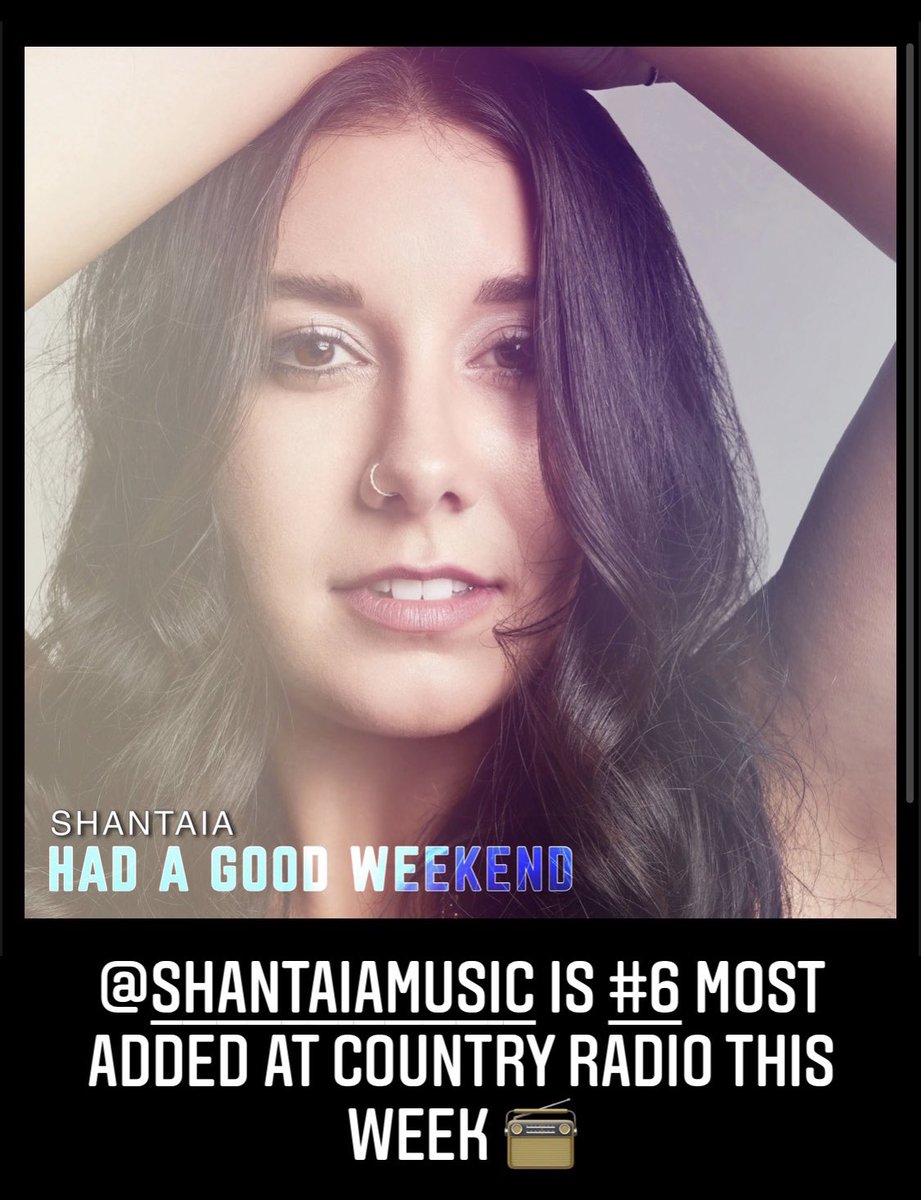 RPMpromotion's tweet photo. This week @shantaiamusic ‘s anthem #HadAGoodWeekend is #6 Most Added at Country Radio! https://t.co/lGEU78sqVG