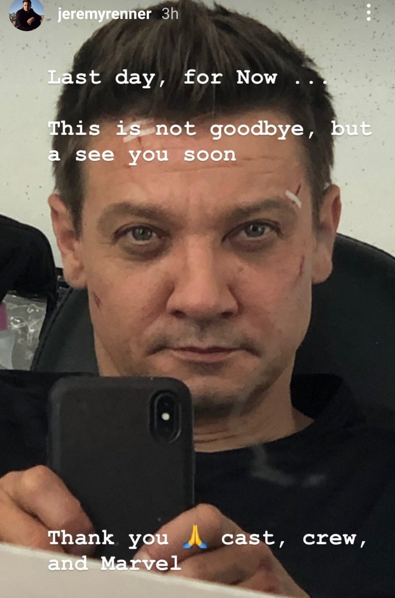 Jeremy Renner confirma con esta imagen el final de rodaje de la serie de #Hawkeye