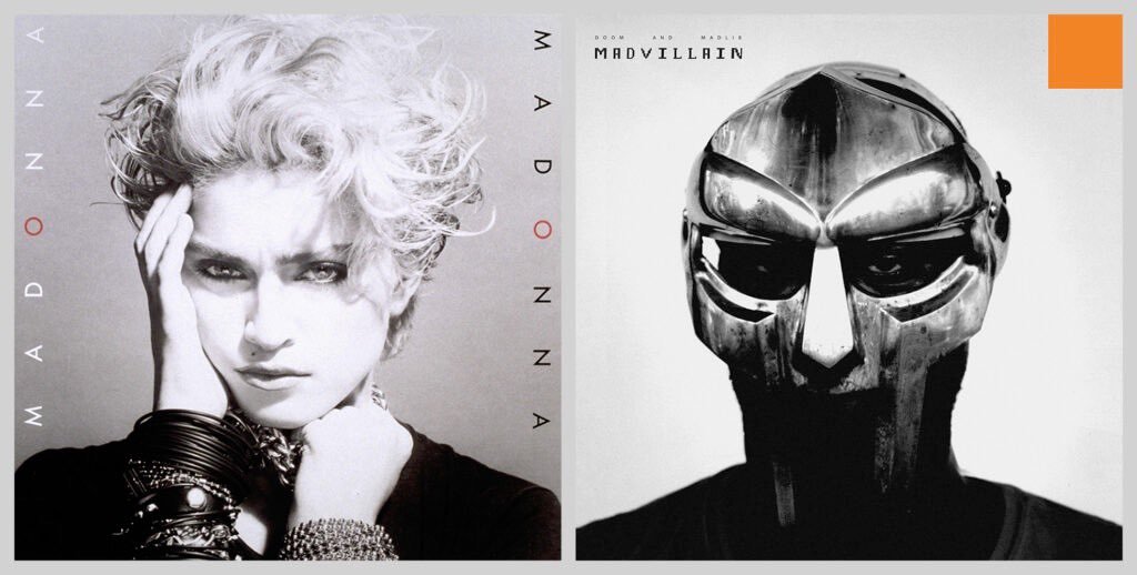They wanted to really show fans who DOOM is, since he was rarely seen. To accomplish this, they took the iconic headshot, but it did not feel like enough, so they added to orange square, similar to the colored letters on Madonnas album cover.