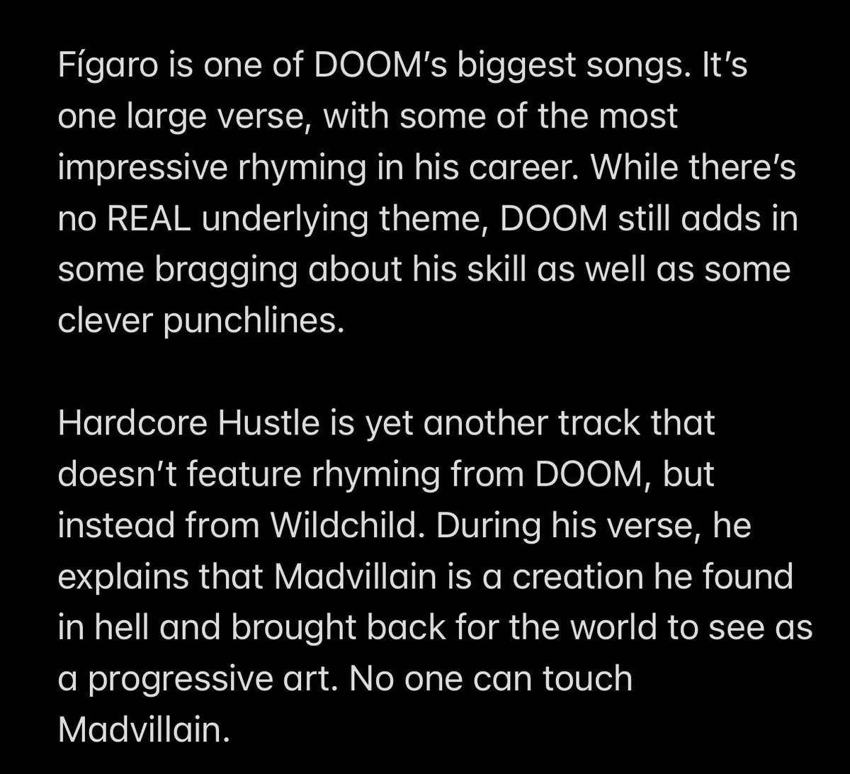 In Madvillainy, there is no story running through every track, but there are powerful themes. It is a continuation of MF DOOM’s villainous persona, but this time he has come together with another dangerous character in madlib.
