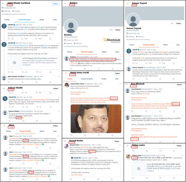 The grp also deploys fake handles fr amplification. A total of 1748 fake handles wr created between Jan to Apr 2020; of which about 750 handles wr created in month of Apr- the same month the report was published. The handles dominated all the discourse on the USCIRF report.(10/n)