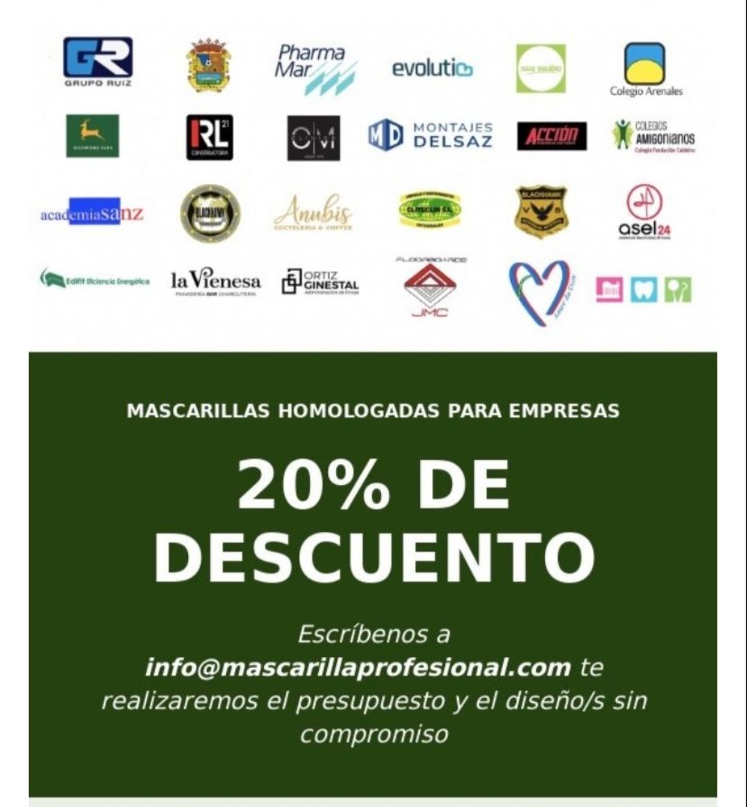 Aprovecha éste descuento para equipar a tus trabajadores. Mascarillas corporativas de la máxima protección y comodidad. Nuestros clientes nos avalan. <a href="/Hardcorcon/">Hardcorcón</a> <a href="/alcorconhoy/">alcorconhoy.com</a>