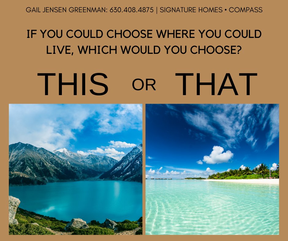 Just for fun: If you had to choose between the mountains or the beach, where would you go?
𝓖
𝓖
𝓖
#premierhomes #signaturehomesmovedbycompass #compass #realestate #realtor #thisorthat #mountains #beach #ocean #nature #movingseason #justforfun #humpday