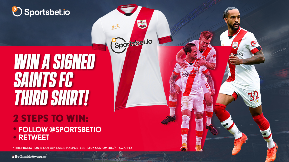 Want to win a signed @southamptonfc third shirt? 👕✒️

Here's your chance! 👇

How? 🤔
🤝 Follow <a href="/sportsbet/">Sportsbet</a>.io
🔁 Retweet

⚠️ 1 random winner will be announced by 26th April, 17:00 GMT

🔐 T&amp;C Apply
👨🏼 Only +18 are allowed to participate

#Giveaway #signed #shirt #SouthamptonFC