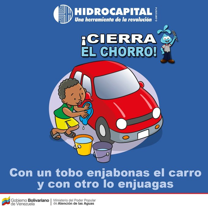 📌𝑴𝒂́𝒔 𝑪𝒐𝒏𝒄𝒊𝒆𝒏𝒄𝒊𝒂🚰💧 #CierraElChorro Cuando laves tu vehículo con un tobo enjabonas el carro y con el otro lo enjuagas. 'No desperdicies el agua'. #PrevenirPorLaVida