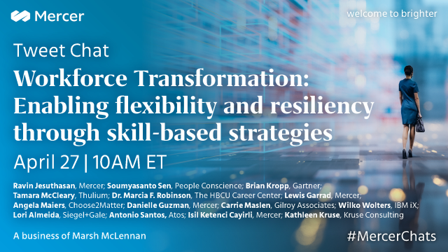 NeilHurstMercer's tweet photo. Join our next #MercerChats on April 27 at 10:00 AM EDT where we'll discuss how companies can accelerate #skill development in today's hyper-competitive environment w/ @WSWMUC, @lorialmeida, @LewisGarrad, @isilket, @guzmand &amp; others. #FutureofWork https://t.co/o6jX0gxjMj https://t.co/Vp9SC367ZU