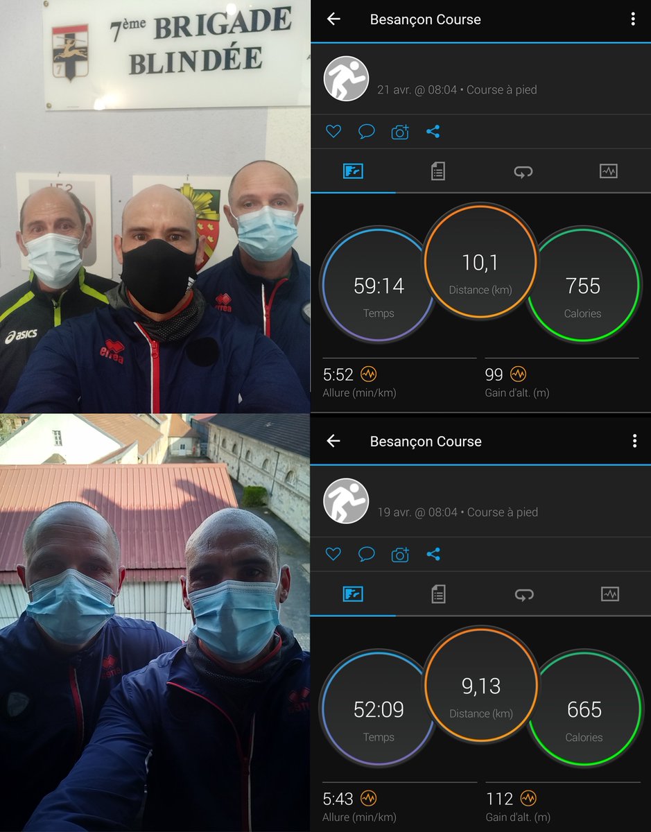 7e_brig_blindee's tweet image. [#JNBAT 2021]
Merci 👍 et bravo 👏 à nos sportifs de l'état-major de la #7eBB :
▶️144,9 kms 🏃🚴 ce matin 
▶️18,26 kms 🏃 avant-hier 
▶️130,41 kms 🚴 la semaine dernière.
Les #Centaures ajoutent 293,57 kilomètres au compteur ⏱️ pour être #AvecNosBlessés !
#CohésionDéfense